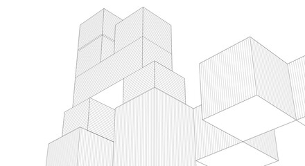 Fototapete - abstract architecture modular construction 3d