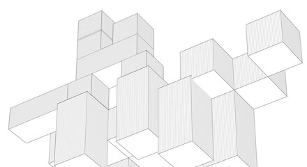 Aufkleber - abstract architecture modular construction 3d