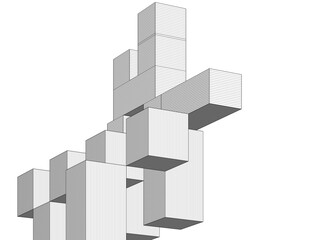 Fototapete - abstract architecture modular construction 3d