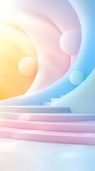 Aufkleber - Pastel Abstract Background with Soft Gradient and Geometric Shapes