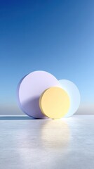 Aufkleber - Pastel Circles on a Reflective Floor Against a Blue Sky