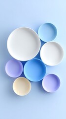 Aufkleber - Pastel Circles on Light Blue Background