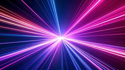 Wall Mural - Neon light speed burst, dark background, futuristic design, website banner