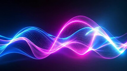Wall Mural - Neon wave abstract art; dark background; digital design; website header