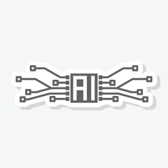 Fototapete - Artificial intelligence AI processor chip icon sticker isolated on gray background