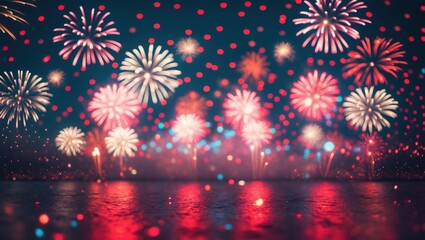 Poster - Vivid Fireworks Bokeh Effect with Colorful Lights