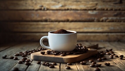 Aufkleber - Close-up Photography of Coffee beans on wooden surface