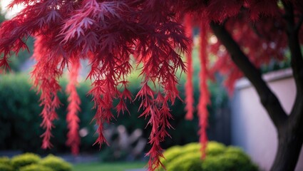 Poster - Close-up of Japanese maple branches during spring season.