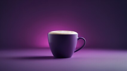 Poster - Coffee cup against a violet background.