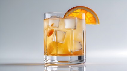 Aufkleber - Cocktail with citrus and ice, a refreshing beverage.