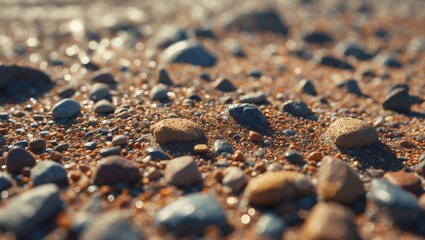Aufkleber - Coarse wet sand on the beach. Natural background image with selective focus.