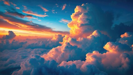 Poster - Overcast sunset with clouds.