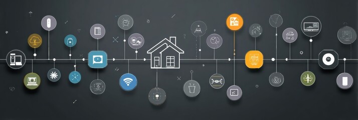 Poster - Smart Home Devices Connection Map Showcases Modern Technology for Seamless Living