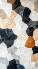 Aufkleber - Neutral Earthy Tone Paper Collage Texture with Abstract Geometric Shapes