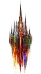 Poster - Abstract rendering of an illuminated fantasy castle on a white backdrop