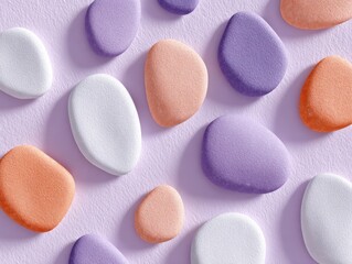Aufkleber - Organic Oval Shapes Repeating Pattern in Muted Coral Purple and White
