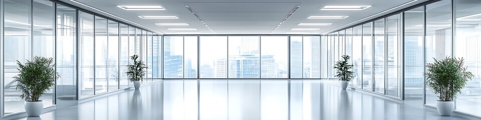 Poster - A clean, modern office with a large empty wall 