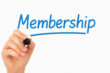 Poster - Commitment to organizational belonging is highlighted as a writes a blue underline beneath the word membership