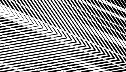 Poster - Black and white abstract transition pattern with sporty motion effect for modern background and jersey design. Diagonal ways pattern. Vector Format Illustration. 