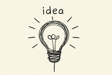 Poster - A hand-drawn light bulb symbolizes creative thinking and innovative solutions in a minimalist business context