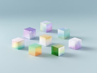 Aufkleber - Pastel Gradient Cubes in Isometric Grid Arrangement