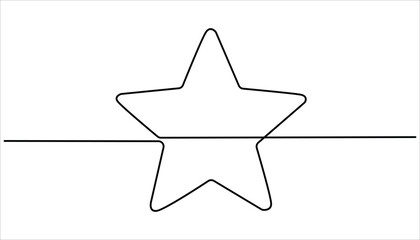 Fototapete - star continuous one line drawing illustration. hand draw doodle stars illustration in continuous line arts style vector. Premium quality contour linear sign design concept.


