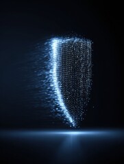 Poster - Shield Composed of Glowing Binary Code Positioned Over a Login Field With Space on the Left Side for Additional Elements