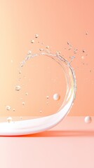 Aufkleber - Pastel Pink Background with White Liquid Wave and Bubbles