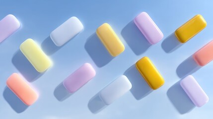 Aufkleber - Pastel Rounded Rectangles Pattern on Blue Background