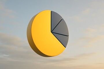 Aufkleber - 3D Pie Chart Visualization with Yellow and Gray Segments Against Sky