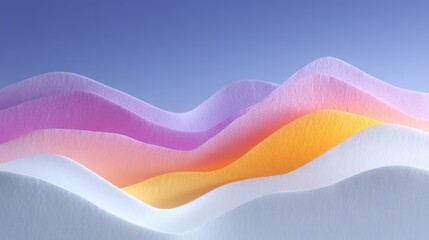 Poster - Abstract Colorful 3D Render of Pastel Waves