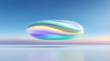 Poster - Abstract Fluid Object Levitating Above White Background