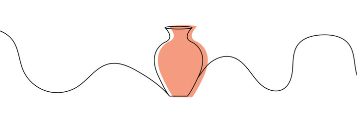 Aufkleber - Continuous line drawing of vase. One line drawing background. Vector illustration. Linear drawing of a vase 