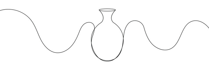 Aufkleber - Continuous line drawing of vase. One line drawing background. Vector illustration. Linear drawing of a vase 