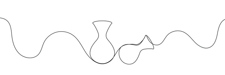 Aufkleber - Continuous line drawing of vase. One line drawing background. Vector illustration. Linear drawing of a vase 