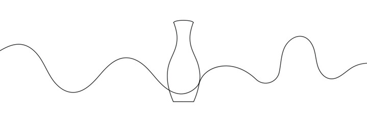 Aufkleber - Continuous line drawing of vase. One line drawing background. Vector illustration. Linear drawing of a vase 