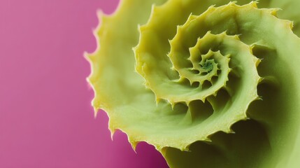 Poster - Abstract Green Spiral on Pink Background