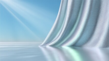 Poster - Abstract Metallic Chrome Waves with Black Folds