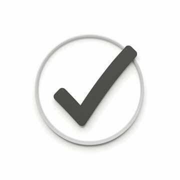 Check Mark Symbol Inside Circle on White Background