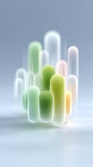 Poster - Abstract Pastel Green Yellow Pink 3D Shapes Soft Gradient Background