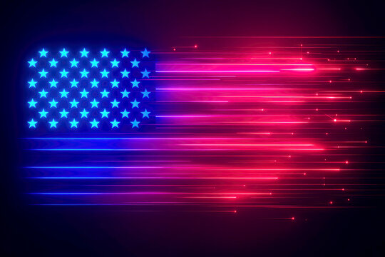 Neon american flag speed light trails design