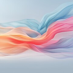 Poster - Abstract Pastel Wave Background: Smooth Pink Blue Red Gradient Texture