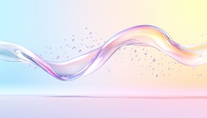 Poster - Abstract Pastel Wave Background With Translucent Lines and Dots