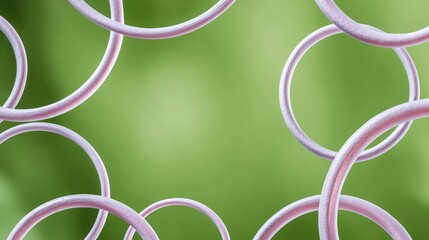 Poster - Abstract Pink Circles Overlapping on Green Background