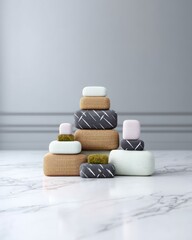 Poster - Abstract Stacked Blocks Minimalist Terracotta Geometric Composition