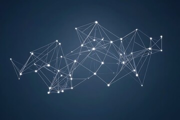 Poster - Connected Network Visualization with Glowing Nodes on Deep Blue Canvas