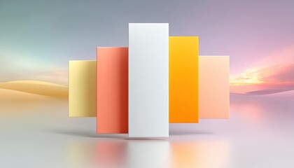 Poster - Abstract Warm Hues Geometric Shapes on Pastel Background