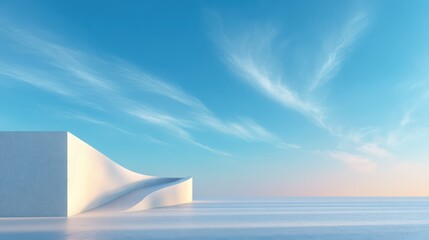 Poster - Abstract White Architectural Structure Against a Pastel Sky
