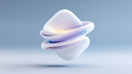 Poster - Abstract White Blob with Purple and Orange Glowing Lines on a White Background