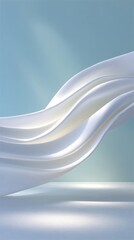 Poster - Abstract White Fabric Waves on a Blue Background